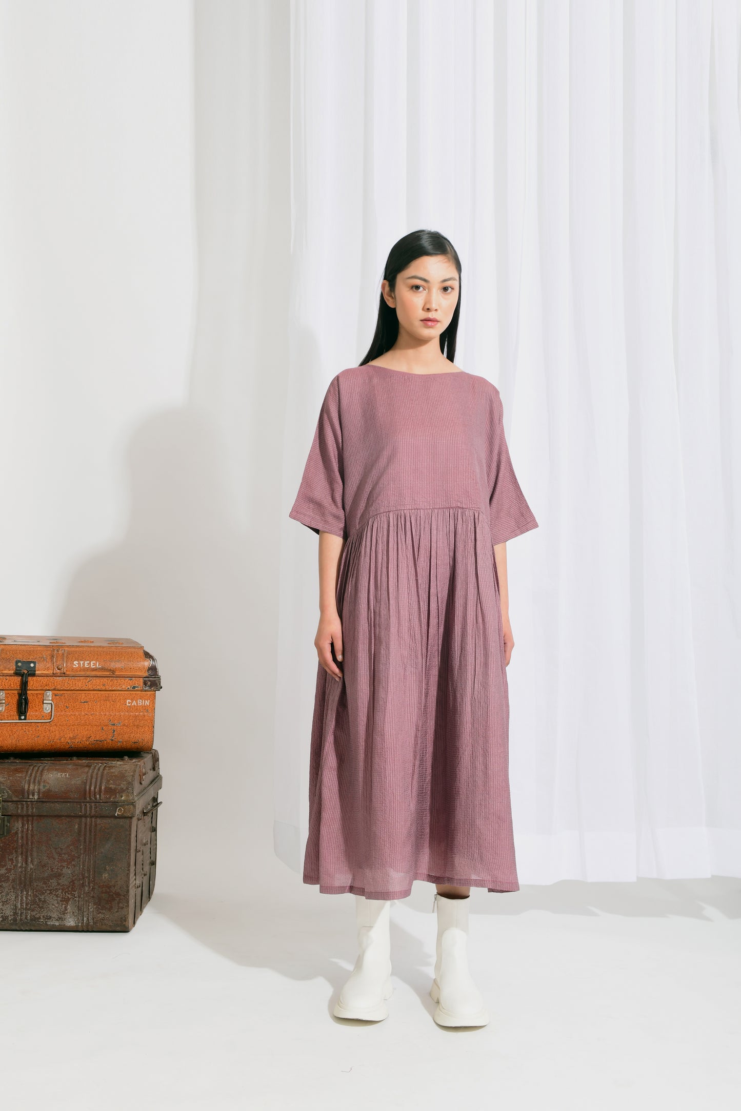 Unpacked 018 Handwoven Baby Doll Dress (Mauve)